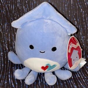 Squishmallows Stacy The Squid 5” Valentine Light Blue Red Hearts New With Tags